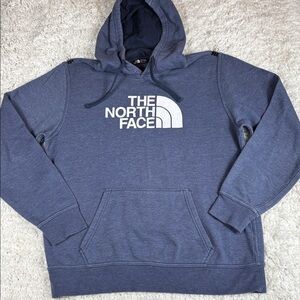 The North Face Pullover Hoodie Men’s Large Blue Heather Big Logo Kangaroo Pocket